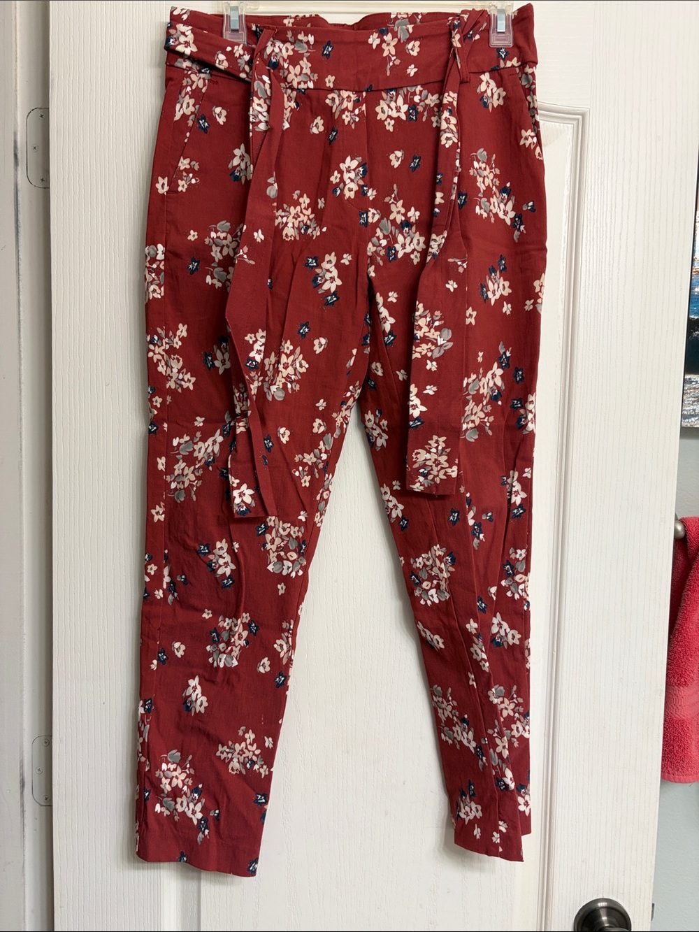 Jules & Leopold Rust Red Floral high Waist Pants